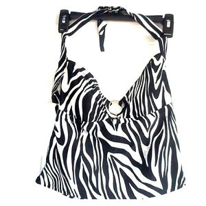Zebra halter tankini swim top size L